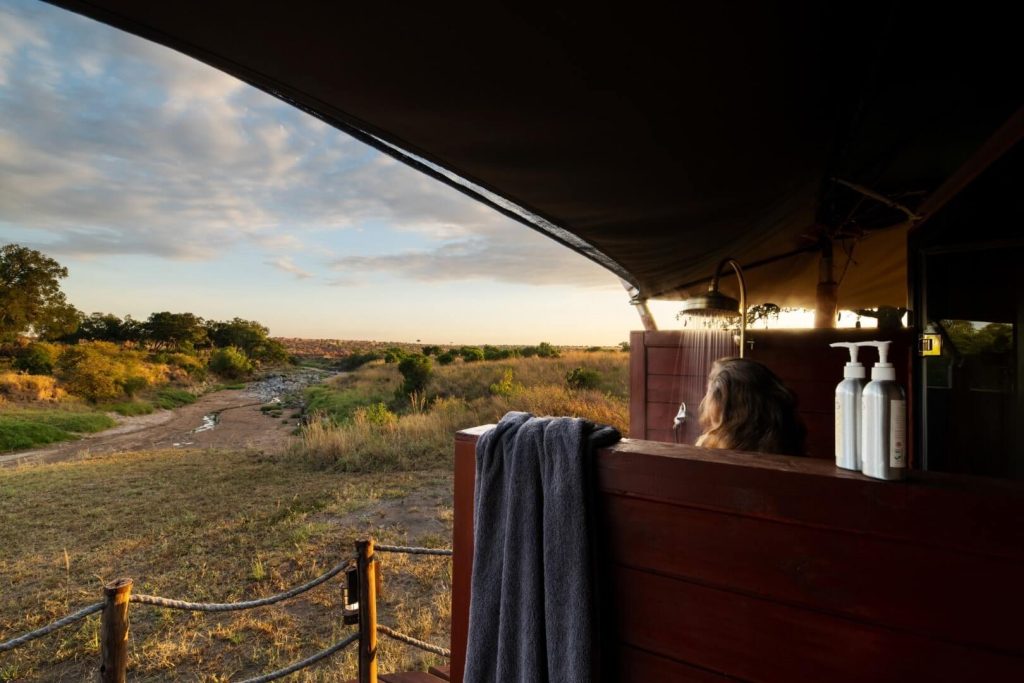 Szenisch Africa Safaris & Expeditions Elewana Sand River Family tent shower